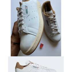 Adidas Originals Stan Smith Core White Desert Brown Men's Sz 8.5 NEW NO BOX