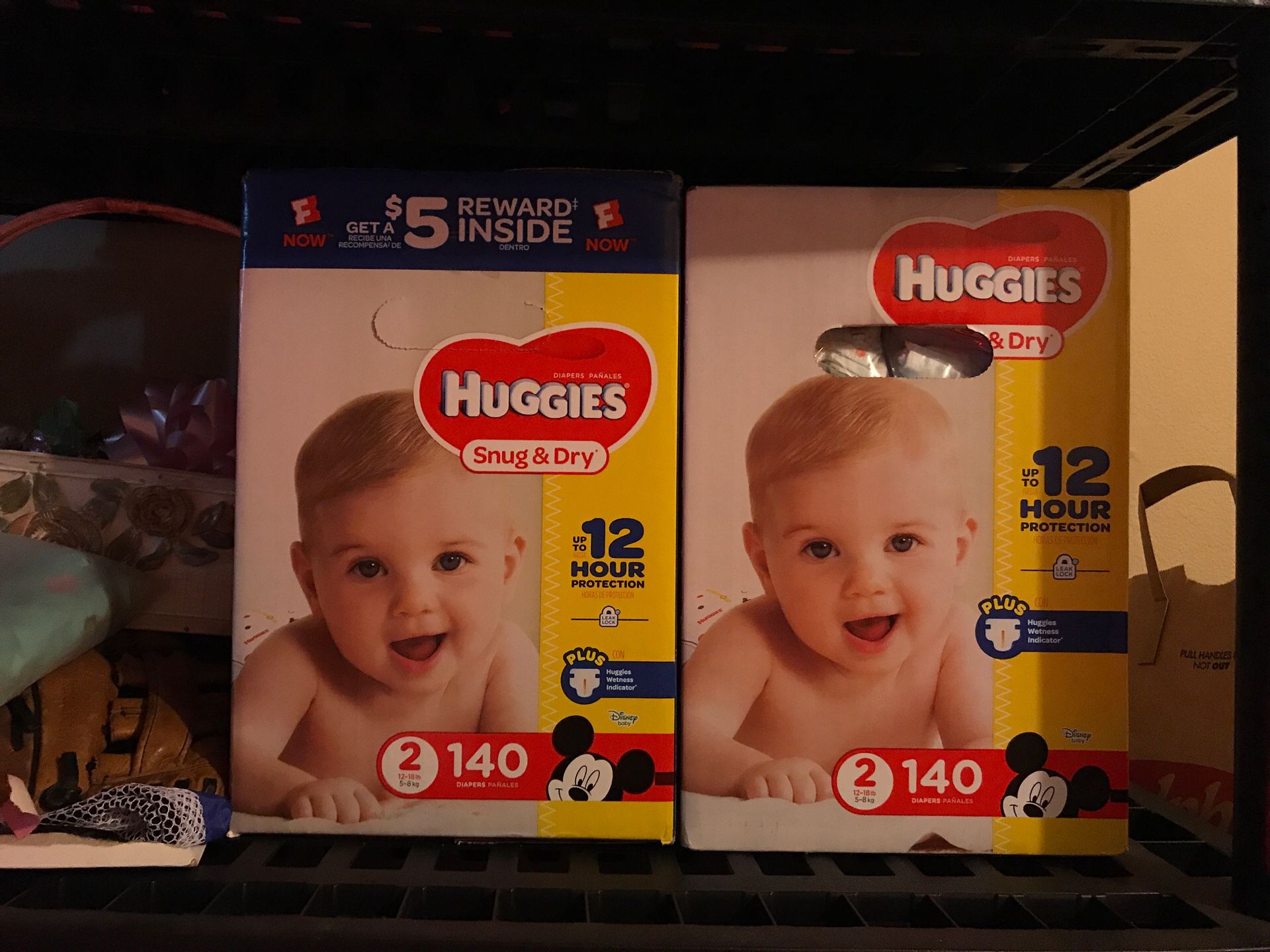 Brand new, unopened boxes size 2 huggies diapers