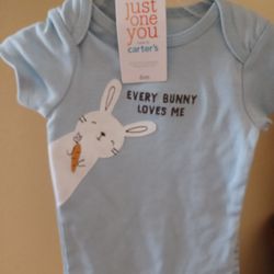 Carter's Just One You 6 Month Easter "Every Bunny Loves Me" bodysuit & Pant Blue