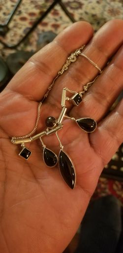 925 Stones Pendant with Chain 18"