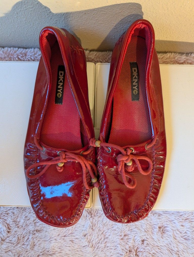 DKNY Red Patent Leather Shoes Size 10