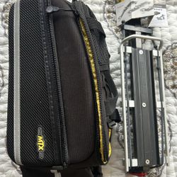 Bike rack, seat mounted with luggage bag