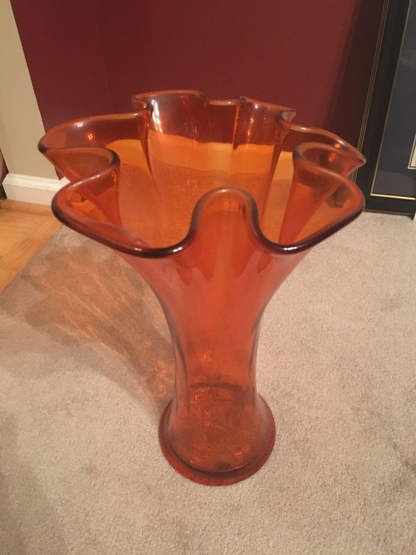 Large Orange Glass Vase