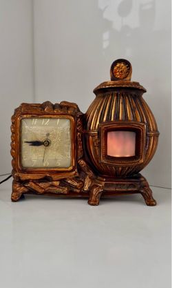 Vintage Mod Century 60s United Pot Belly Stove Animated Lighted Clock #465 Brooklyn Tested