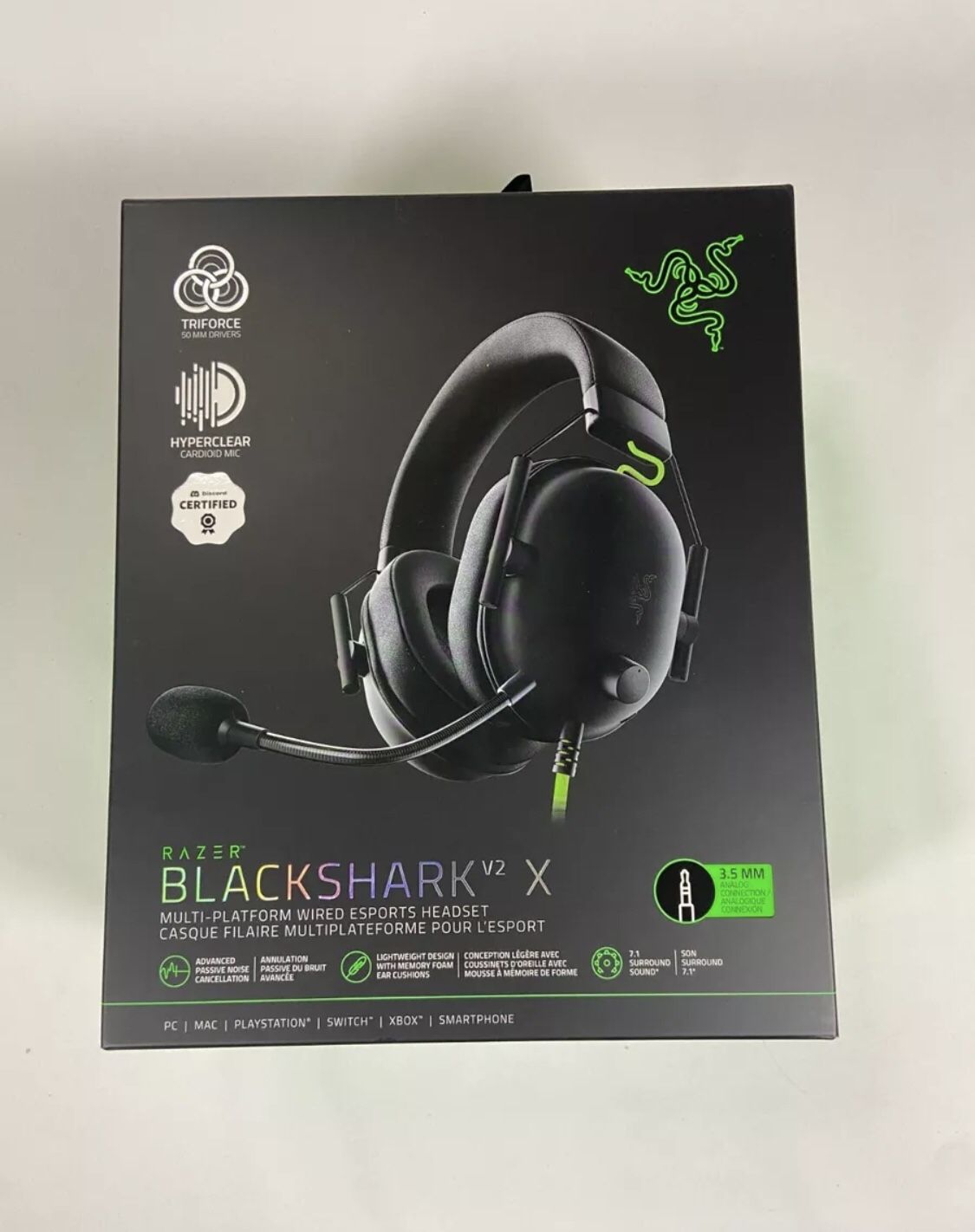 Razer Blackshark V2 X Black Over the Ear Pro Gaming Headset NEW Free Shipping!