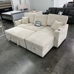 Convertible Sectional
Reversible Storage Chaise W/ Cup Holder & USB & USB-C Port

Color: Beige.     💥    Seccional Convertible  Color Beige 