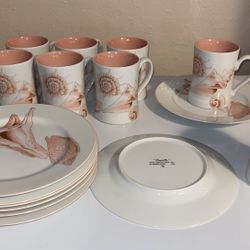 Fitz & Floyd “Cloquille” 1986 Dessert Plate/Tea Cup Set of 8