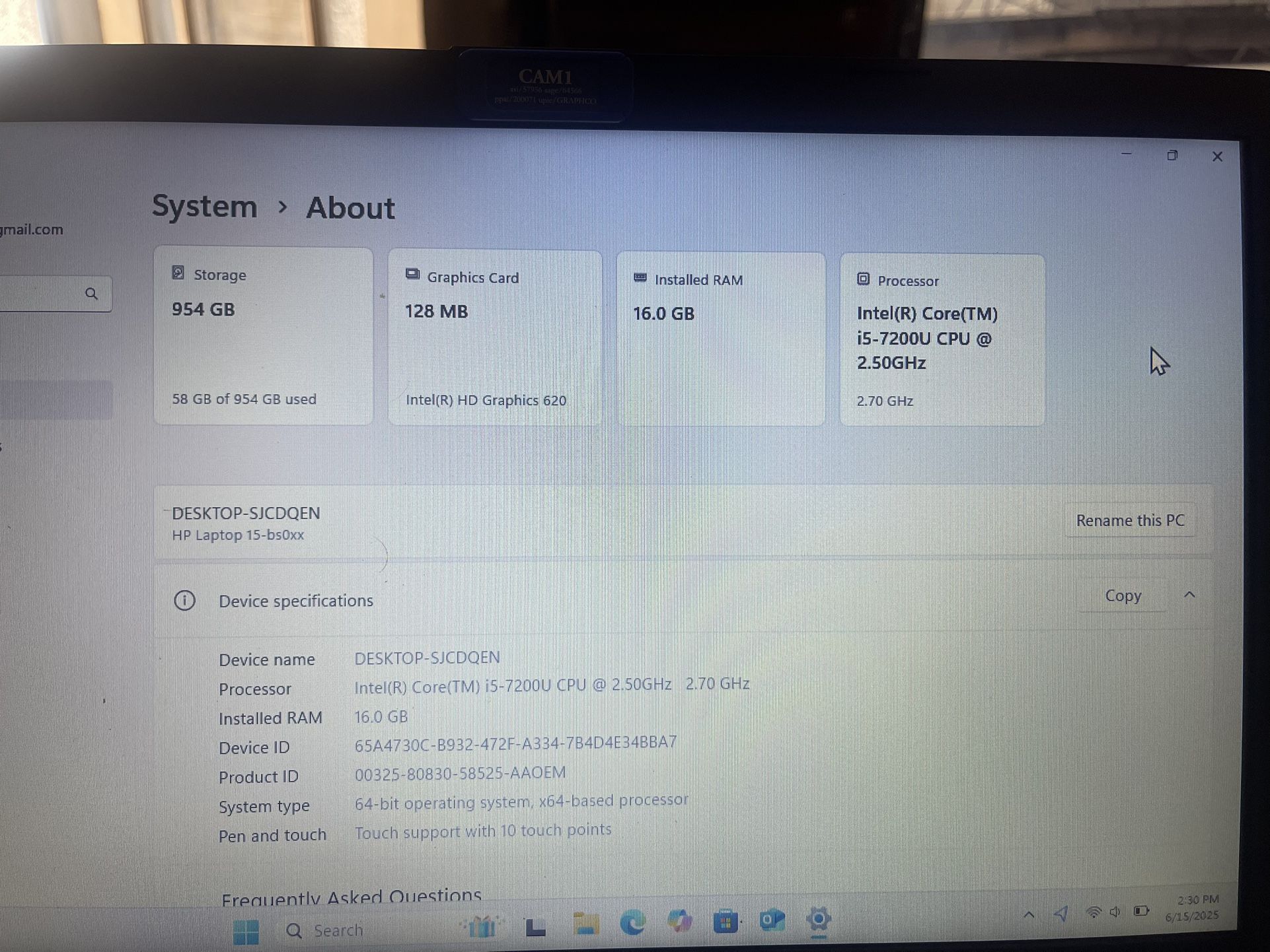 HP Laptop Intel Core i5