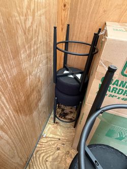 Black low bar stools. Mid mod contemporary
