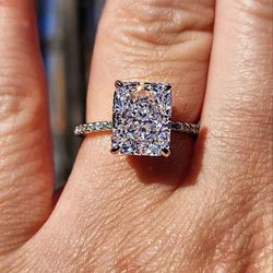 4 Carat Clear Crystal Sterling Silver Ring