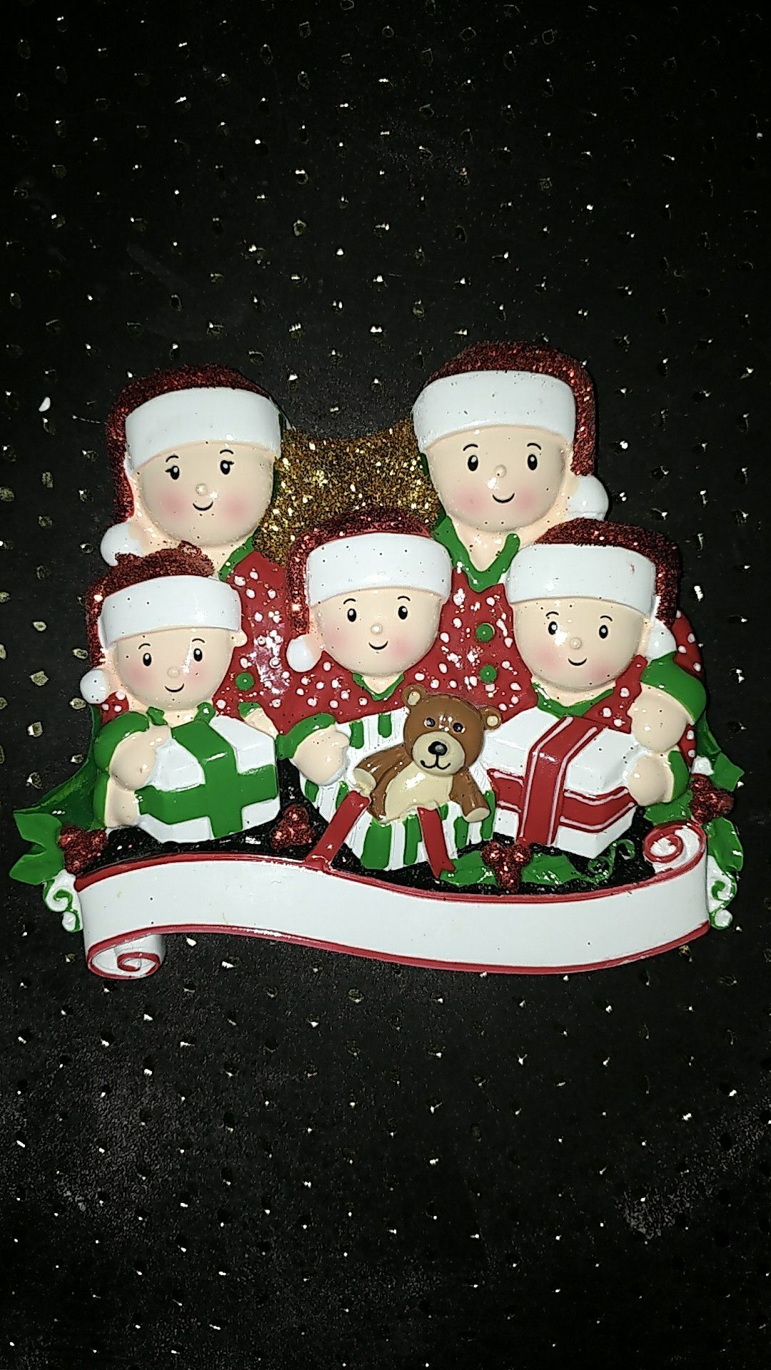 Family of 5 xmas ornament (personalized at no xtra cost)