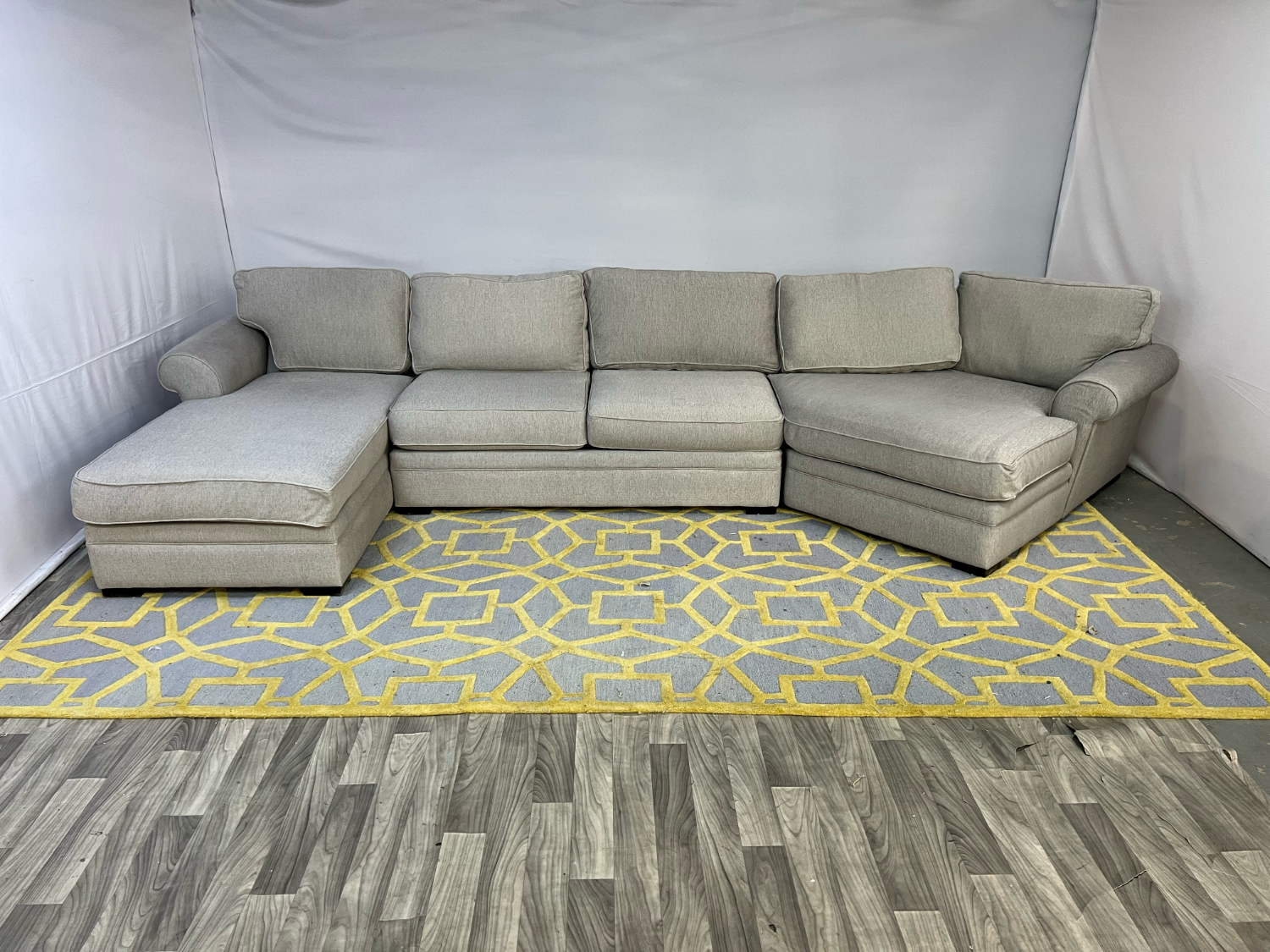 ( Free Delivery ) Jonathan Louis Light Gray Sectional Couch