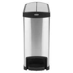 1901986 SLIM JIM STEP-ON WASTE CONTAINER 8 GAL SIDE STEP STAINLESS STEEL WITH BLACK TRIM