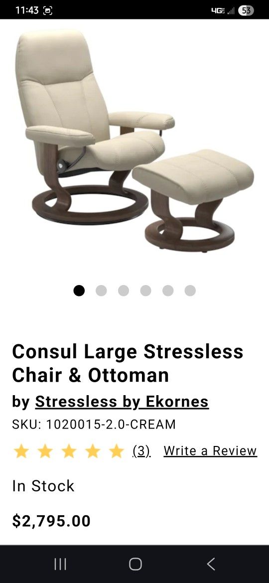 Consul Large Stressless Chair & Ottoman