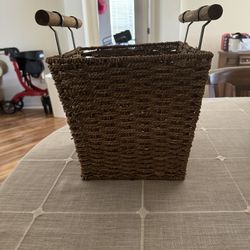 Woven Basket With Wooden Handles