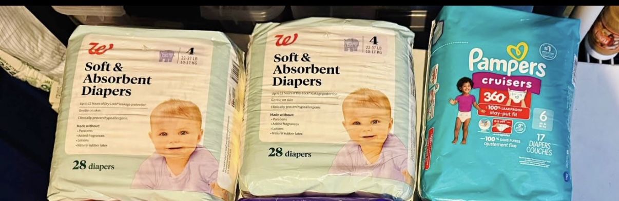 Diapers Walgreens And Pampers, Size 4, And 6 Available
