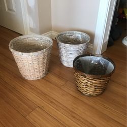 Wicker Planters Set Of 3