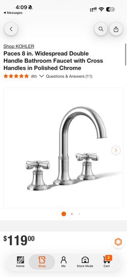 KOHLER Paces 8 in. Widespread Double Handle Bathroom Faucet with Cross Handles in Polished Chrome