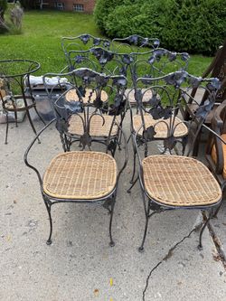 Wrought Iron Patio Chairs with Wicker Seats