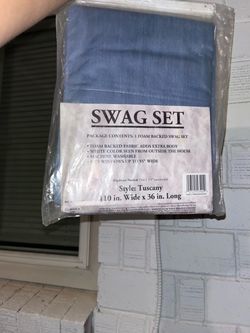 Tuscany Foam Backed Swag Set Wedgewood Blue Window Covers