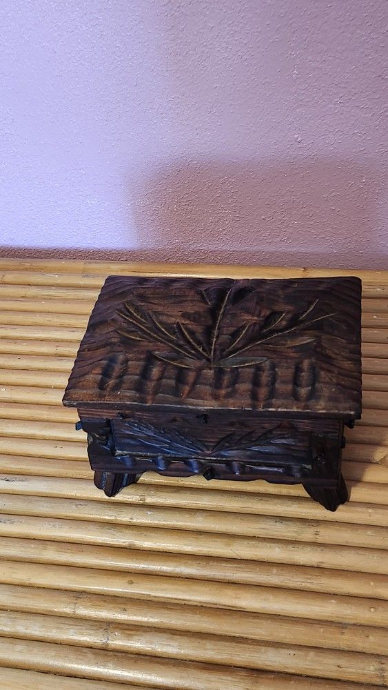 Vtg Handmade Wood Jewelry Box