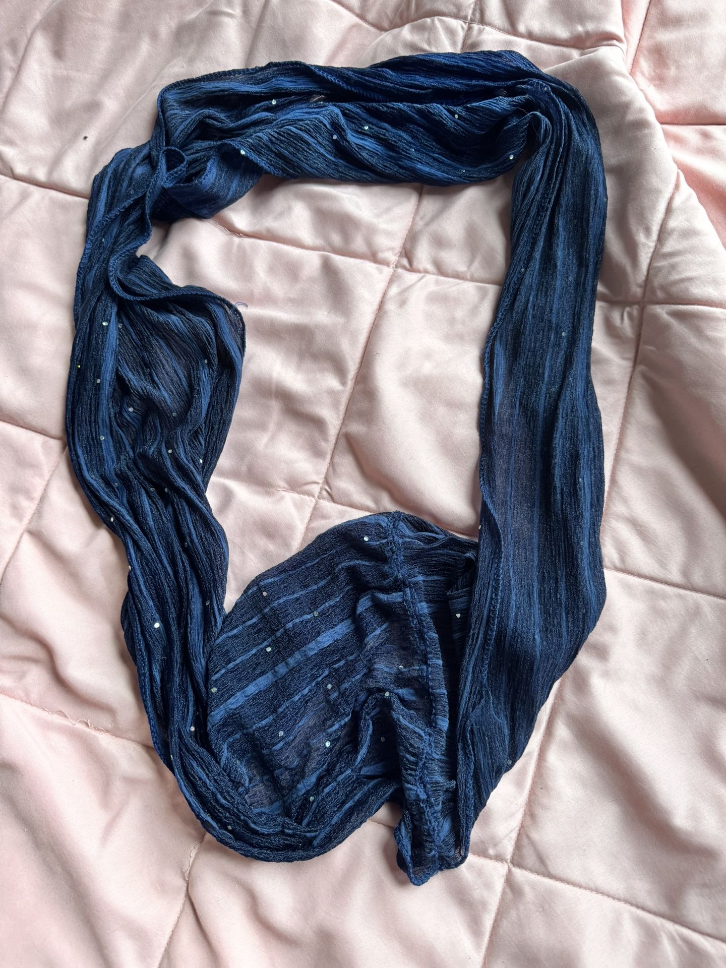 Blue Infinity Scarf with Silver Sequins