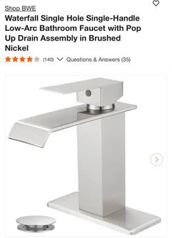 BWE Waterfall Single-Handle Bathroom Faucet Brushed Nickel