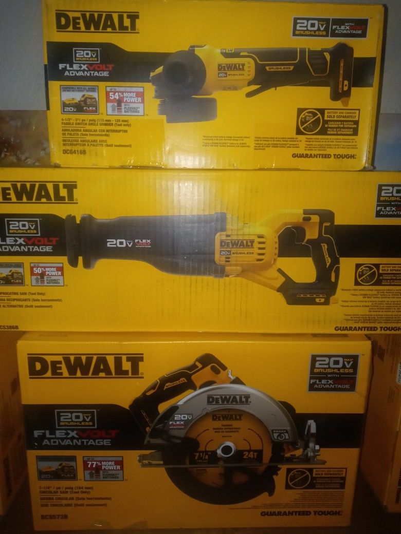 DEWALT FLEXVOLT ADVANTAGE TOOLS $150×1.. EACH.