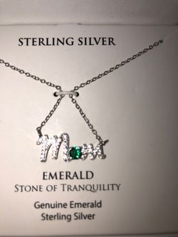 Emerald sterling silver necklace