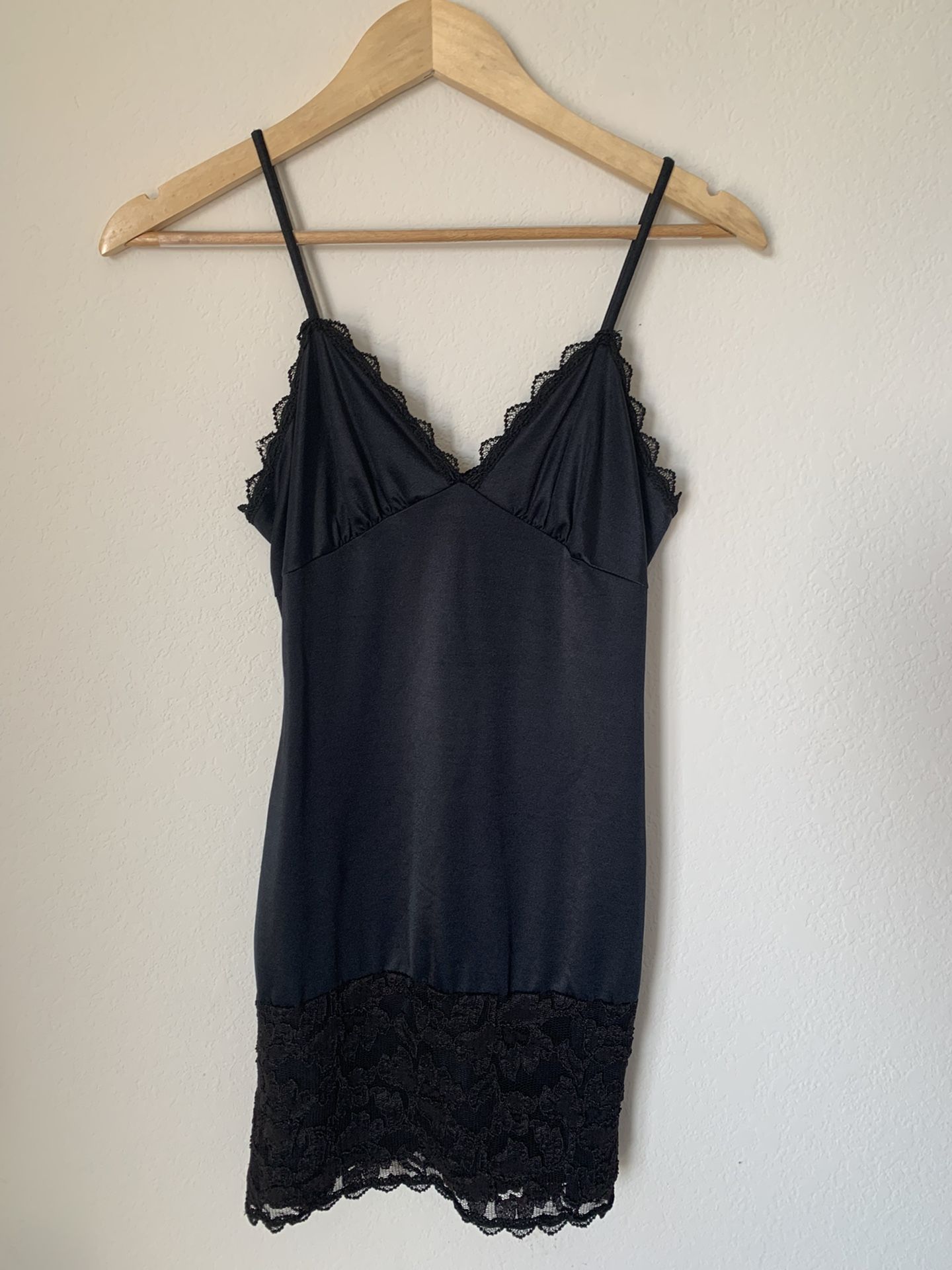 Fredericks of Hollywood Lingerie Black Nightgown BabyDoll Nightie Lace Dress