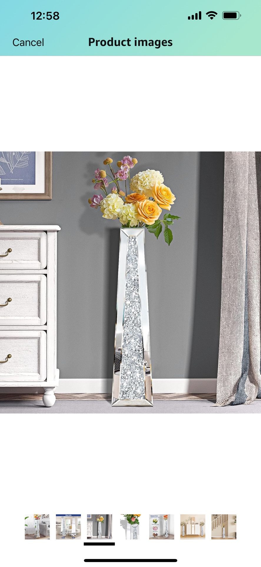 New Flower Mirrored Vase 29”