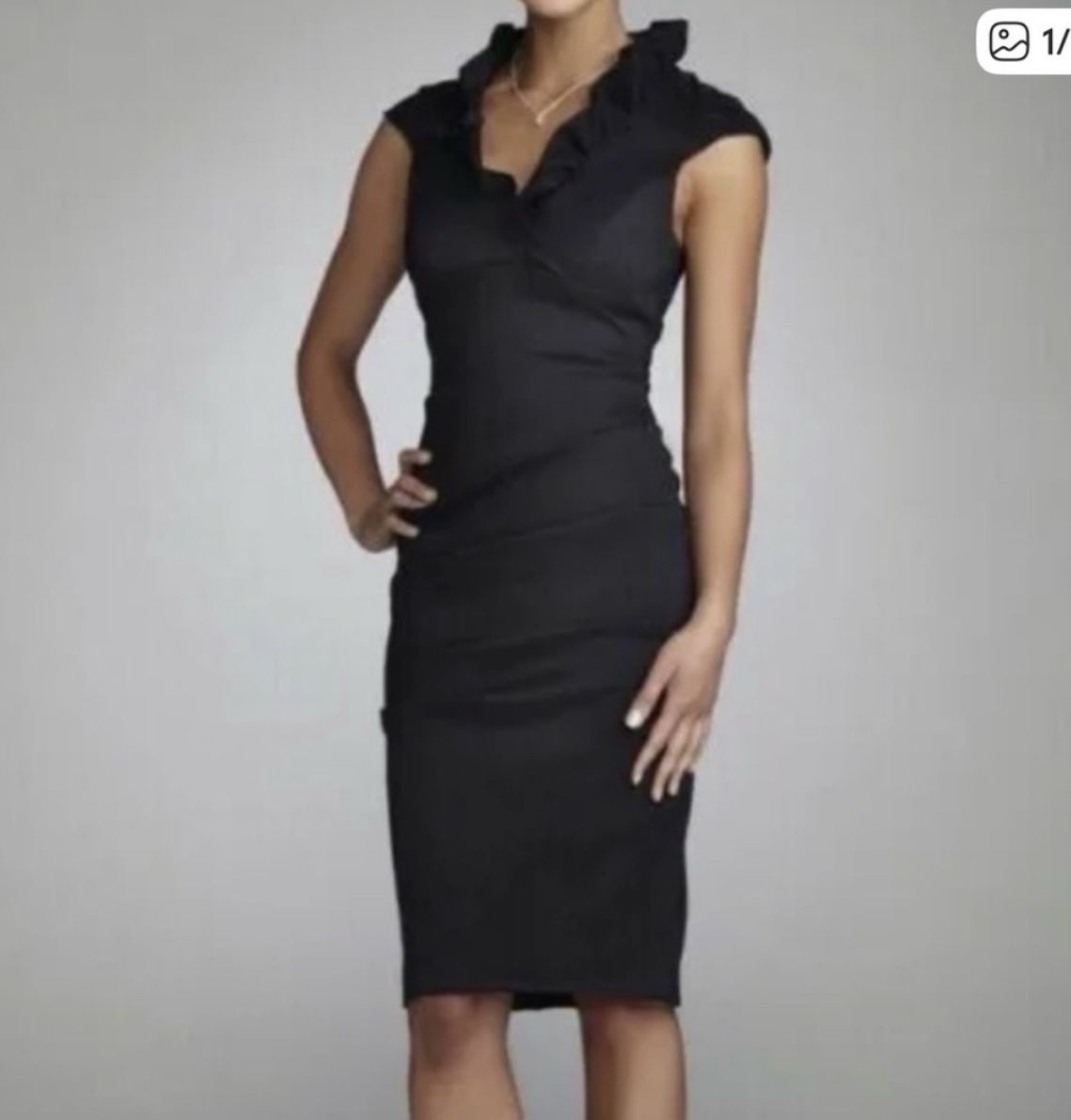 Xscape by Joanna Chen Black Ruffle Cocktail Dress - Size 20W