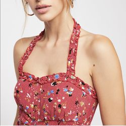 NWT Free People Red Sun’s Out Halter Top