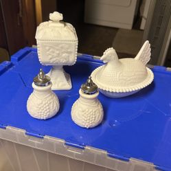 Milk Glass Collection- 3 Items 