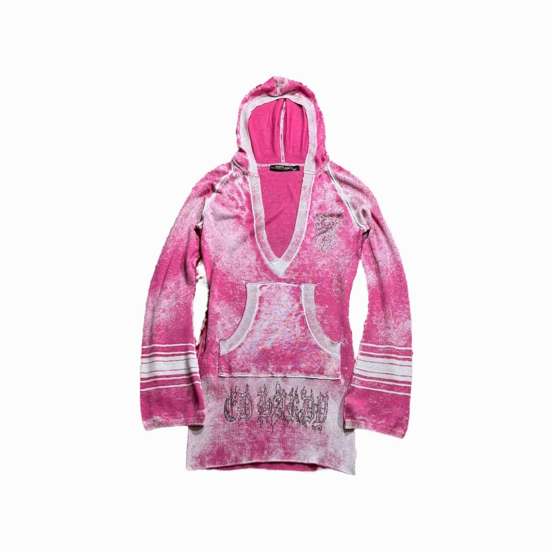 Rare Y2K Ed Hardy Pink Hooded Top
