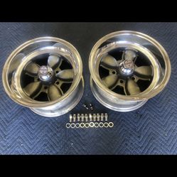 VINTAGE PAIR OF APPLIANCE DAISY WHEELS 14x8 FORD MOPAR REAL 4 1/2  NICE RESTORED
