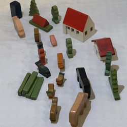Vintage Wooden Miniature Village