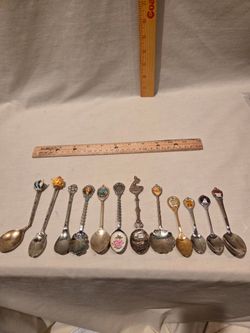 Souvenir collectable spoons, lot of 12 various, unique, vintage