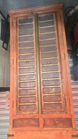 Solid wood bohemian hand carved armoire