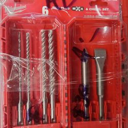 Milwaukee 4-Cutter SDS-Plus Carbide Drill Bits with Flat and Bull Point Chisel (6-Piece)
