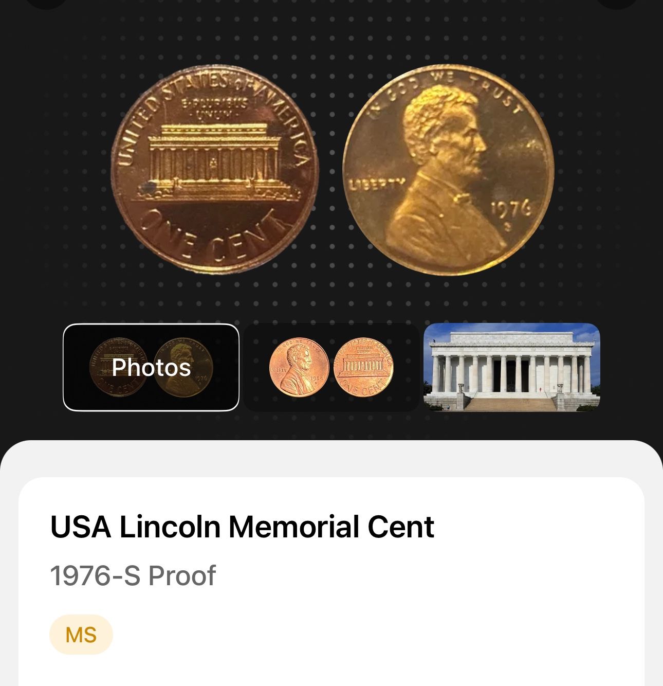 MS 1976-S Proof - USA Lincoln Wheat Penny