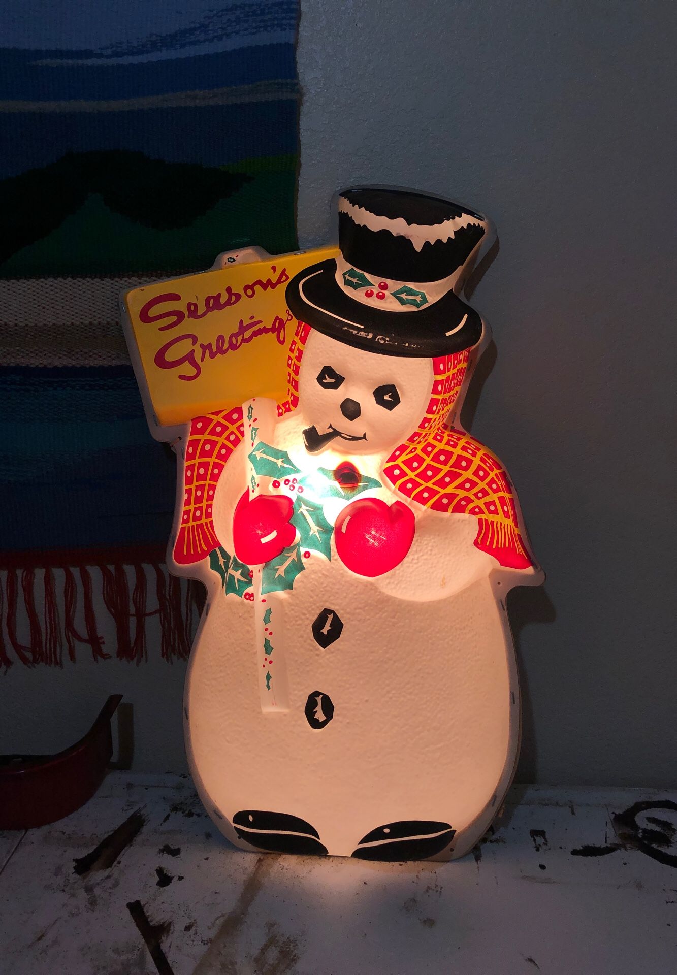 Super rare vintage frosty the snowman plastic blow mold light