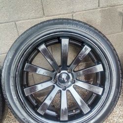 4  Mat Black Gianelle 22inch tire and rims
