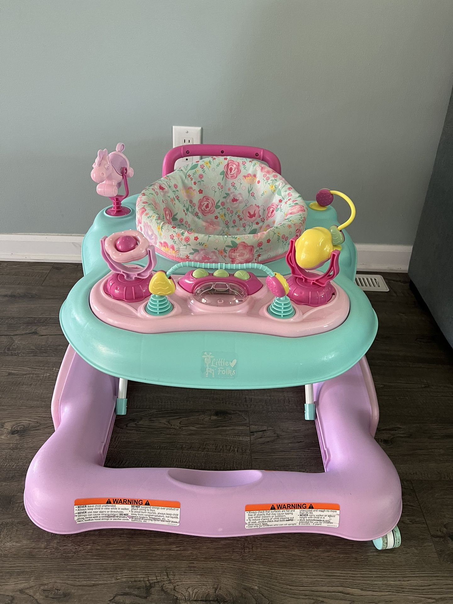 Little Folks by Delta Children Little 4-in-1 Discover & Play Musical Walker, Posies
