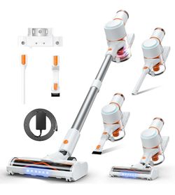 Cordless Vacuum Cleaner, Stick Vac with LED Touch Screen, 45KPA Powerful Suction, Up to 60 Mins Runtime, 7-Stage HEPA Filter, V-shaped Anti-Tangle Bru