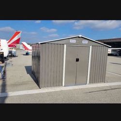 (New in box) 8' Lx 10'W Wx 6. H galvanized steel Metal Storage Shed Outdoor Garden Backyard 8'x10' Storage.