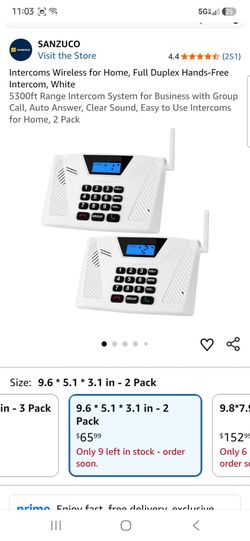 SANZUCO Wireless Intercom System