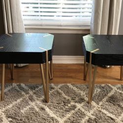 Contemporary End Tables (Set Of 2) Black/Gold $40