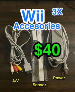 Nintendo Wii Console Cables • Wii Power Supply AC Adapter Wii AV RCA Wii Sensor Bar motion sensor bar