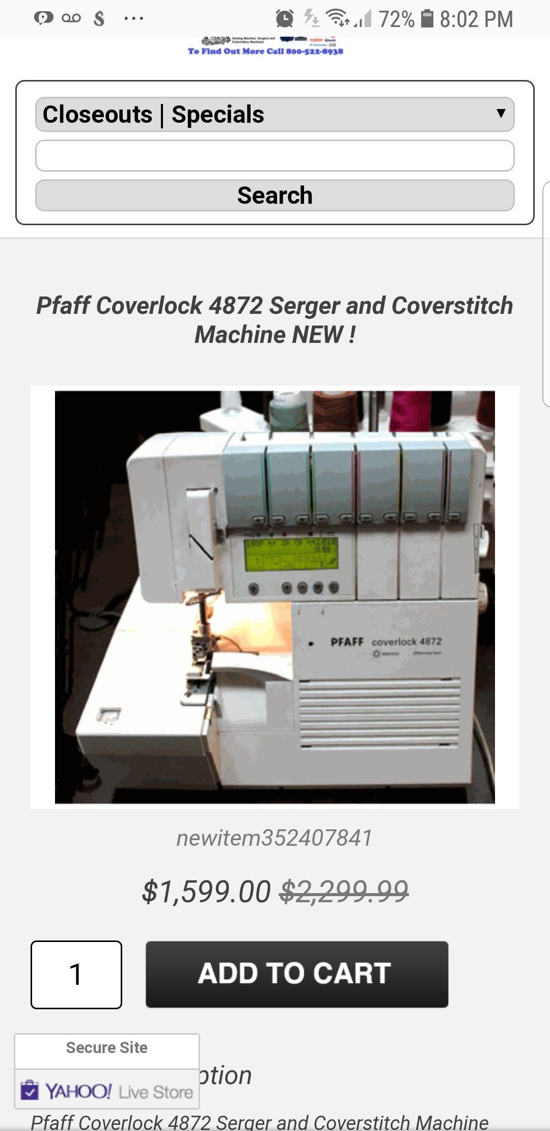 Pfaff Coverlock 4872 Sewing Machine